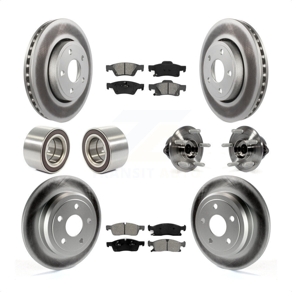 Front Rear Wheel Hub Bearings Assembly Coated Disc Brake Rotors And Semi-Metallic Pads Shoes Kit (10Pc) For Dodge Durango KBB-112333 by Transit Auto