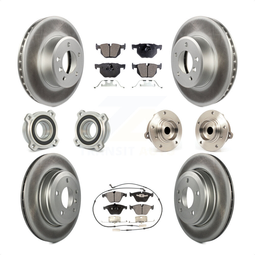 Front Rear Hub Bearings Assembly Coated Disc Brake Rotors And Ceramic Pads Kit (10Pc) For BMW 530i 525i 528i KBB-112557 by Transit Auto