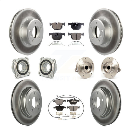 Front Rear Hub Bearings Assembly Coated Disc Brake Rotors And Ceramic Pads Kit (10Pc) For BMW 530i 525i 528i KBB-112557 by Transit Auto