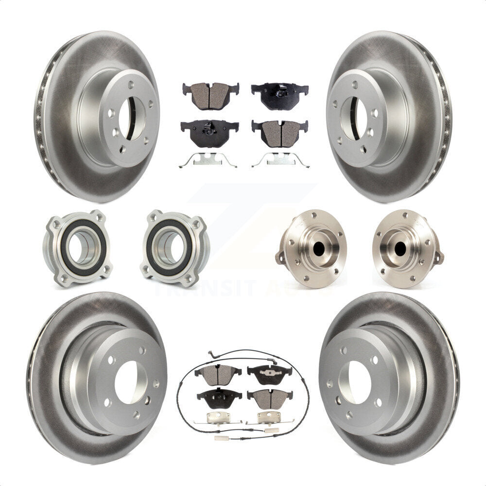 Front Rear Hub Bearings Assembly Coated Disc Brake Rotors And Ceramic Pads Kit (10Pc) For 2010 BMW 528i KBB-112558 by Transit Auto