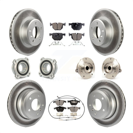 Front Rear Hub Bearings Assembly Coated Disc Brake Rotors And Ceramic Pads Kit (10Pc) For 2010 BMW 528i KBB-112558 by Transit Auto