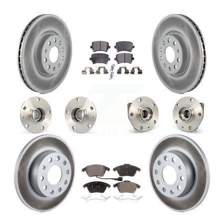 Front Rear Hub Bearings Assembly Coated Disc Brake Rotors And Ceramic Pads Kit (10Pc) For 2008 Audi A3 FWD From Chassis VIN #8P8057779 KBB-112660 by Transit Auto