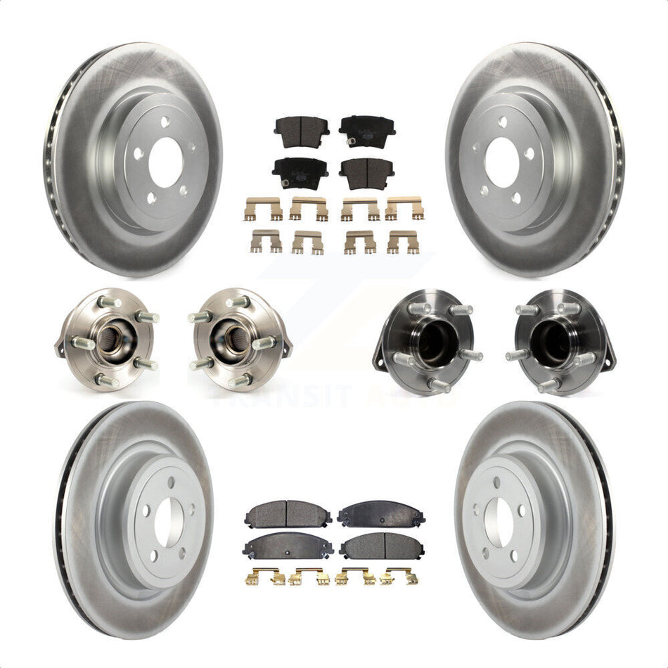 Front Rear Hub Bearings Assembly Coated Disc Brake Rotors And Ceramic Pads Kit (10Pc) For 2012-2013 Dodge Charger R T SE with RWD 5.7L With Police Package KBB-112695 by Transit Auto