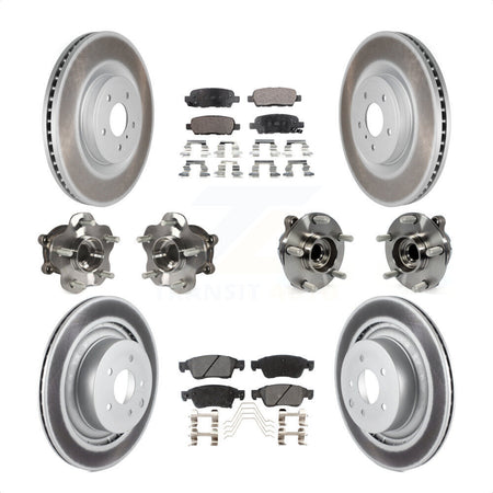 Front Rear Hub Bearings Assembly Coated Disc Brake Rotors And Ceramic Pads Kit (10Pc) For 2014 INFINITI Q60 Sport with RWD Without Package KBB-112720 by Transit Auto