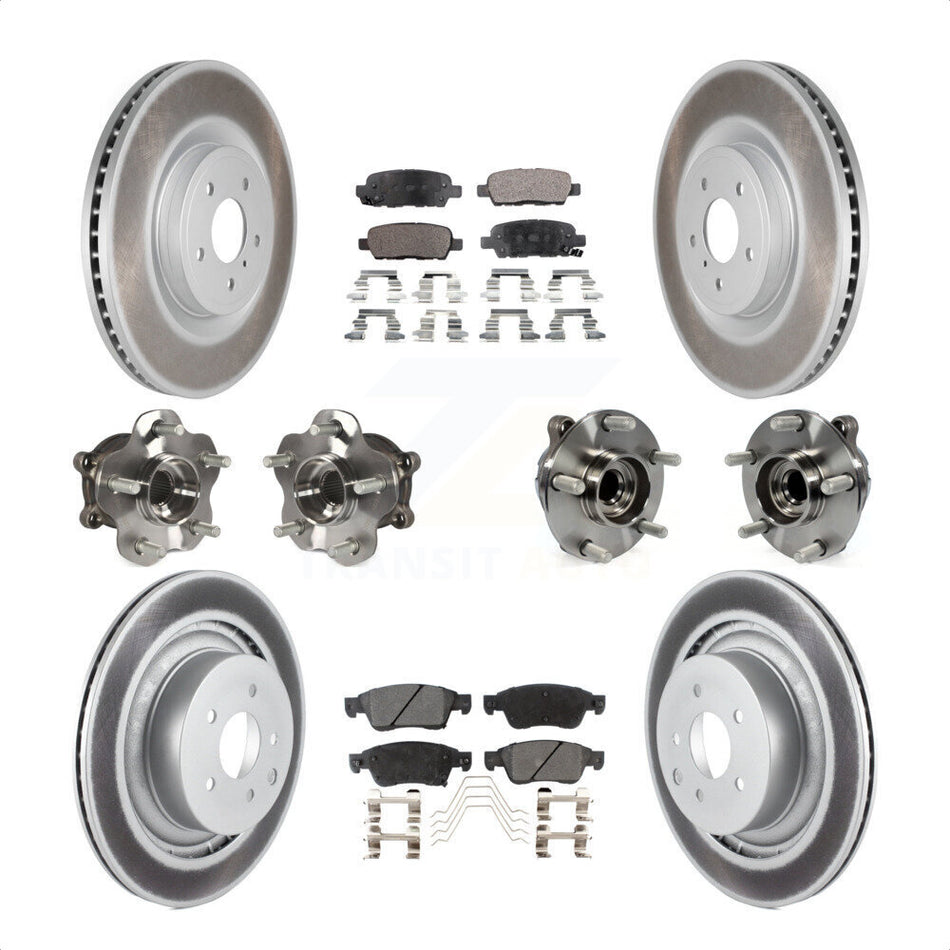 Front Rear Hub Bearings Assembly Coated Disc Brake Rotors And Ceramic Pads Kit (10Pc) For 2014 INFINITI Q60 Sport with RWD Without Package KBB-112720 by Transit Auto