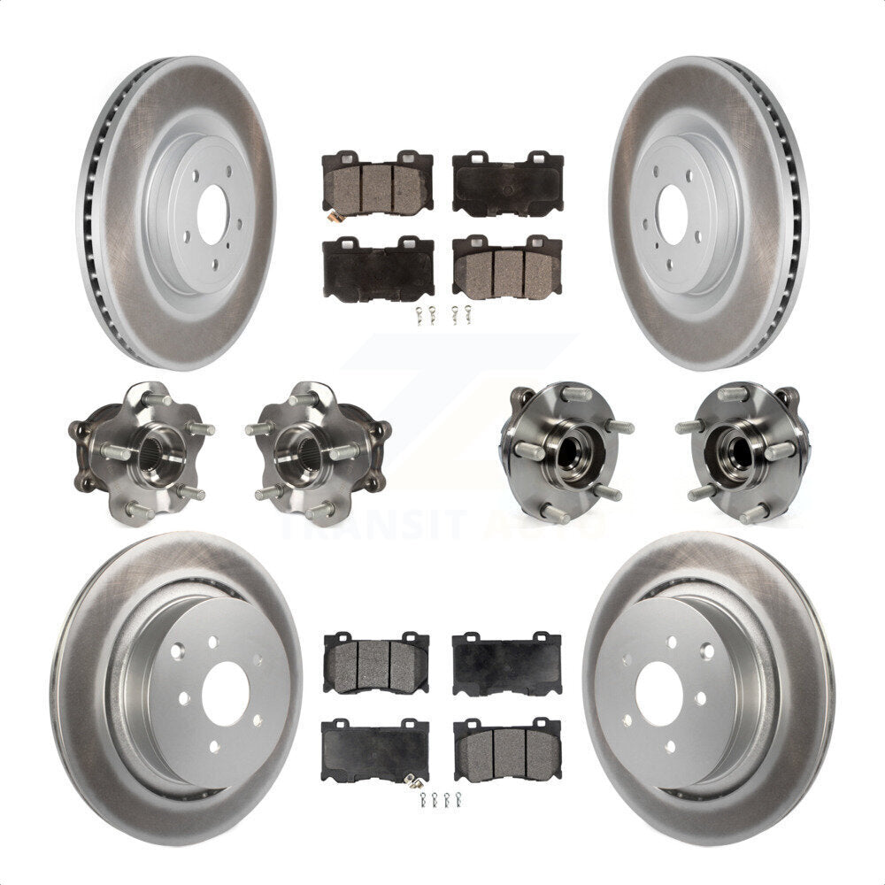 Front Rear Hub Bearings Assembly Coated Disc Brake Rotors And Ceramic Pads Kit (10Pc) For Infiniti Q50 M37 Q70 Q70L QX70 M56 INFINITI KBB-112722 by Transit Auto