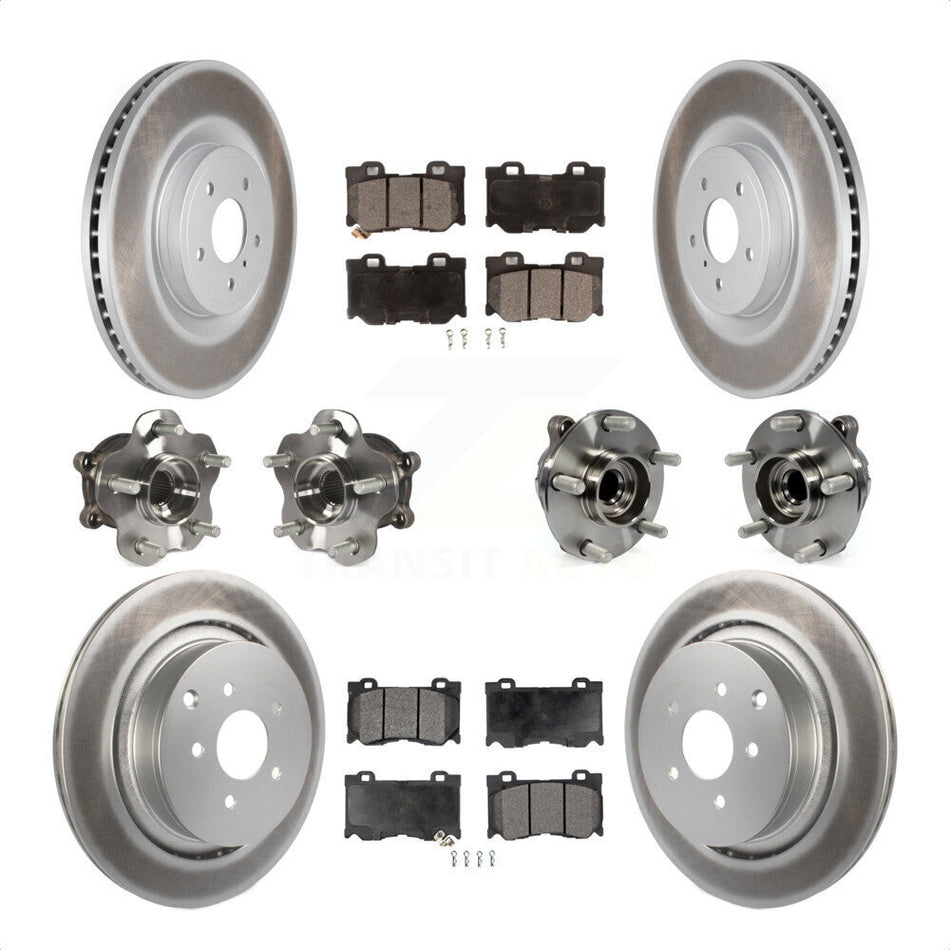 Front Rear Hub Bearings Assembly Coated Disc Brake Rotors And Ceramic Pads Kit (10Pc) For Infiniti Q50 M37 Q70 Q70L QX70 M56 INFINITI KBB-112722 by Transit Auto