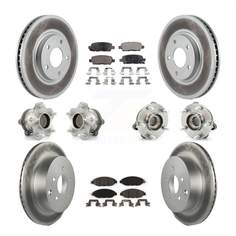 Front Rear Hub Bearings Assembly Coated Disc Brake Rotors And Ceramic Pads Kit (10Pc) For 2016 Nissan Pathfinder FWD From 11 15 KBB-112737 by Transit Auto