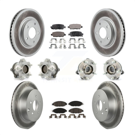 Front Rear Hub Bearings Assembly Coated Disc Brake Rotors And Ceramic Pads Kit (10Pc) For 2016 Nissan Pathfinder FWD From 11 15 KBB-112737 by Transit Auto