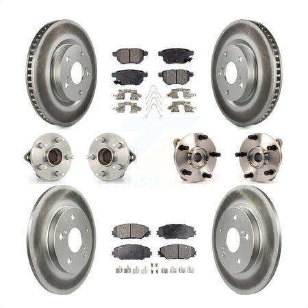 Front Rear Hub Bearings Assembly Coated Disc Brake Rotors And Ceramic Pads Kit (10Pc) For 2017-2018 Toyota Corolla iM KBB-112755 by Transit Auto