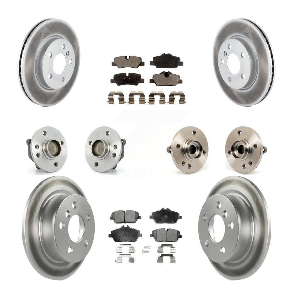 Front Rear Hub Bearing Assembly Coated Disc Brake Rotor And Ceramic Pad Kit (10Pc) For 2015 Mini Cooper Convertible with 2.0L 1.5L With 5 Lug Wheels 280mm Diameter KBB-112775 by Transit Auto