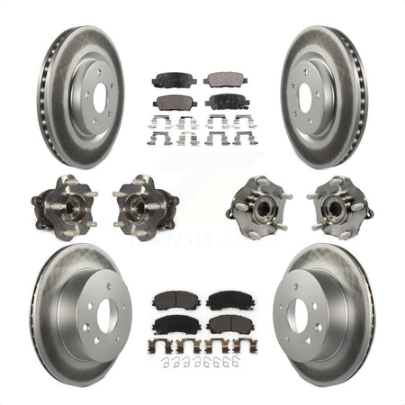 Front Rear Hub Bearings Assembly Coated Disc Brake Rotors And Ceramic Pads Kit (10Pc) For Nissan Rogue KBB-112809 by Transit Auto
