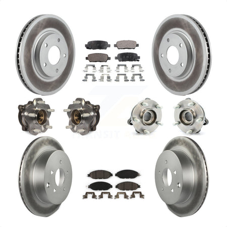 Front Rear Hub Bearings Assembly Coated Disc Brake Rotors And Ceramic Pads Kit (10Pc) For 2016 Nissan Pathfinder 4WD From 11 15 KBB-112813 by Transit Auto