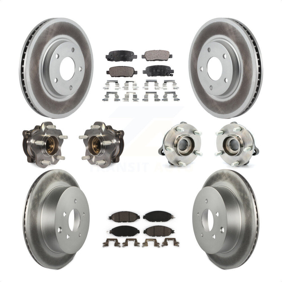 Front Rear Hub Bearings Assembly Coated Disc Brake Rotors And Ceramic Pads Kit (10Pc) For 2016 Nissan Pathfinder 4WD From 11 15 KBB-112813 by Transit Auto