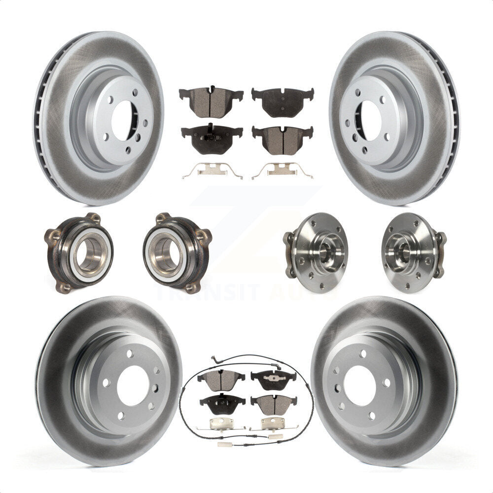 Front Rear Hub Bearings Assembly Coated Disc Brake Rotors And Ceramic Pads Kit (10Pc) For 2013 BMW X1 xDrive35i with AWD KBB-112815 by Transit Auto