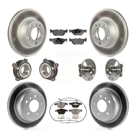 Front Rear Hub Bearings Assembly Coated Disc Brake Rotors And Ceramic Pads Kit (10Pc) For 2013-2014 BMW X1 xDrive28i with AWD KBB-112816 by Transit Auto