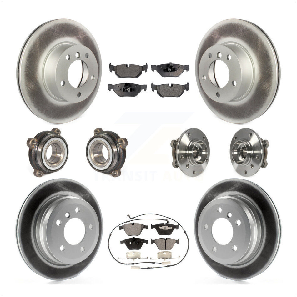 Front Rear Hub Bearings Assembly Coated Disc Brake Rotors And Ceramic Pads Kit (10Pc) For 2013-2014 BMW X1 xDrive28i with AWD KBB-112816 by Transit Auto