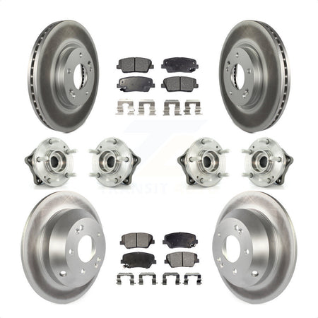 Front Rear Hub Bearings Assembly Coated Disc Brake Rotors And Ceramic Pads Kit (10Pc) For Kia Sorento Hyundai Santa Fe With ABS Brakes AWD KBB-112870 by Transit Auto