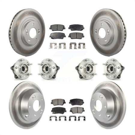 Front Rear Hub Bearings Assembly Coated Disc Brake Rotors And Ceramic Pads Kit (10Pc) For 2013-2014 Hyundai Santa Fe Sport AWD with 2.4L 2.0L KBB-112872 by Transit Auto