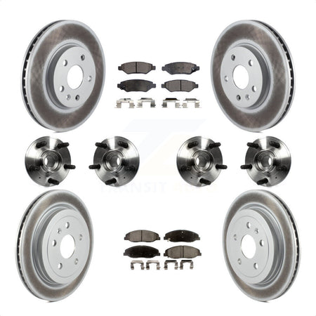 Front Rear Hub Bearings Assembly Coated Disc Brake Rotors And Ceramic Pads Kit (10Pc) For 2012-2013 Cadillac CTS V With 315mm Diameter Rotor KBB-112884 by Transit Auto