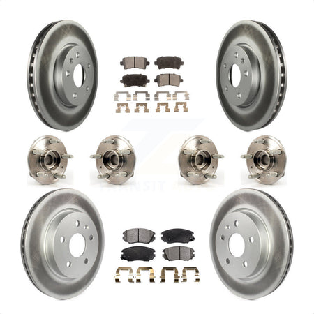 Front Rear Hub Bearings Assembly Coated Disc Brake Rotors And Ceramic Pads Kit (10Pc) For 2018-2019 Chevrolet Impala KBB-112889 by Transit Auto
