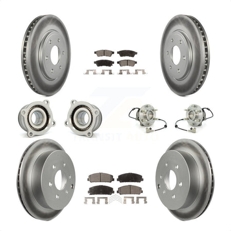 Front Rear Hub Bearings Assembly Coated Disc Brake Rotors And Ceramic Pads Kit (10Pc) For Suzuki Equator KBB-112908 by Transit Auto