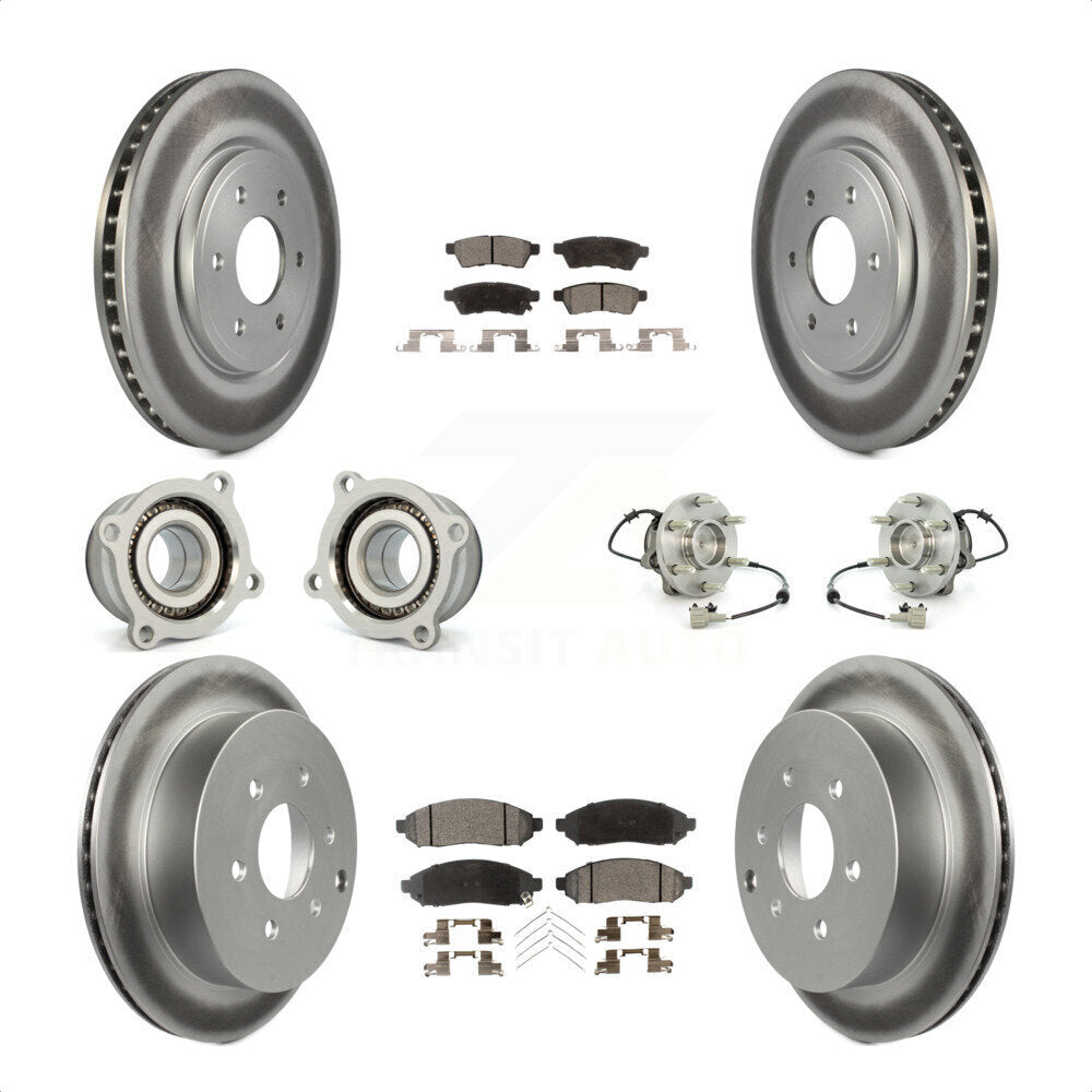 Front Rear Hub Bearings Assembly Coated Disc Brake Rotors And Ceramic Pads Kit (10Pc) For Nissan Frontier Xterra Suzuki Equator KBB-112909 by Transit Auto