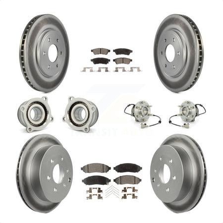 Front Rear Hub Bearings Assembly Coated Disc Brake Rotors And Ceramic Pads Kit (10Pc) For Nissan Frontier Xterra Suzuki Equator KBB-112909 by Transit Auto