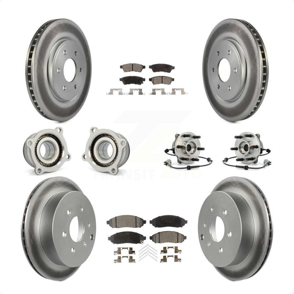 Front Rear Hub Bearings Assembly Coated Disc Brake Rotors And Ceramic Pads Kit (10Pc) For Nissan Frontier Xterra Suzuki Equator KBB-112912 by Transit Auto