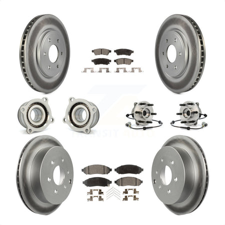 Front Rear Hub Bearings Assembly Coated Disc Brake Rotors And Ceramic Pads Kit (10Pc) For Nissan Frontier Xterra Suzuki Equator KBB-112912 by Transit Auto