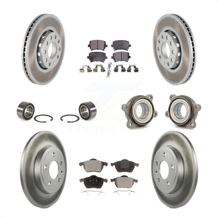 Front Rear Wheel Hub Bearings Assembly Coated Disc Brake Rotors And Ceramic Pads Shoes Kit (10Pc) For 2005-2006 Audi A4 Quattro With 288mm Diameter Rotor KBB-112928 by Transit Auto