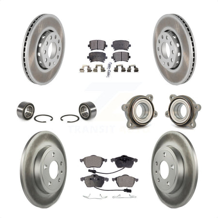 Front Rear Wheel Hub Bearings Assembly Coated Disc Brake Rotors And Ceramic Pads Shoes Kit (10Pc) For 2005-2006 Audi A4 Quattro With 288mm Diameter Rotor KBB-112931 by Transit Auto