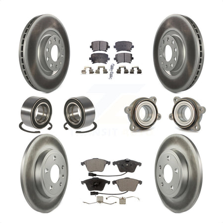 Front Rear Wheel Hub Bearings Assembly Coated Disc Brake Rotors And Ceramic Pads Shoes Kit (10Pc) For Audi A4 Quattro KBB-112932 by Transit Auto