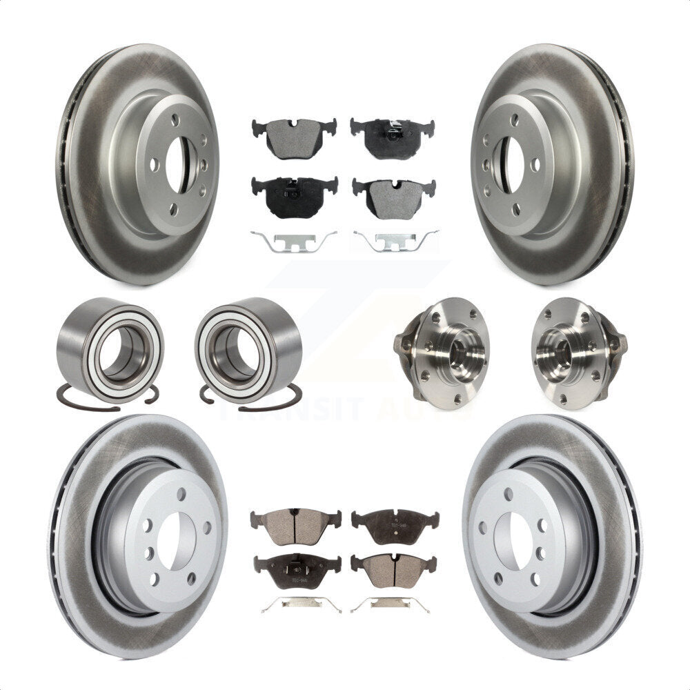 Front Rear Wheel Hub Bearings Assembly Coated Disc Brake Rotors And Ceramic Pads Shoes Kit (10Pc) For 2010 BMW X3 KBB-112937 by Transit Auto