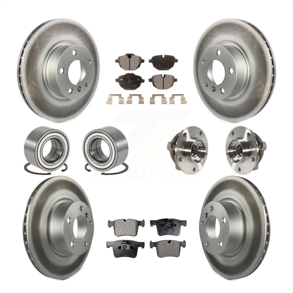 Front Rear Wheel Hub Bearings Assembly Coated Disc Brake Rotors And Ceramic Pads Shoes Kit (10Pc) For BMW X3 KBB-112939 by Transit Auto
