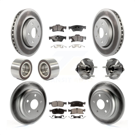Front Rear Wheel Hub Bearings Assembly Coated Disc Brake Rotors And Ceramic Pads Shoes Kit (10Pc) For Dodge Durango KBB-112941 by Transit Auto