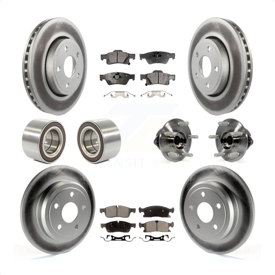 Front Rear Wheel Hub Bearings Assembly Coated Disc Brake Rotors And Ceramic Pads Shoes Kit (10Pc) For Dodge Durango KBB-112941 by Transit Auto