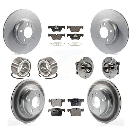 Front Rear Wheel Hub Bearing Coated Disc Brake Rotor And Pads Shoe Kit (10Pc) For 2012 BMW 328i Convertible Wagon with 2.0L Without Blue Painted Calipers With M Sport Package KBB-112950 by Transit Auto