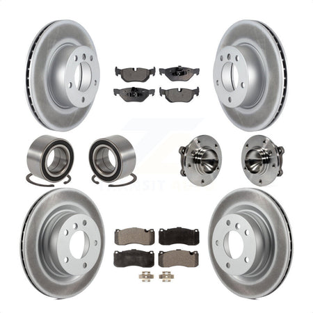 Front Rear Wheel Hub Bearings Assembly Coated Disc Brake Rotors And Ceramic Pads Shoes Kit (10Pc) For 2006-2007 BMW 323i With 338mm Diameter Rotor KBB-112993 by Transit Auto