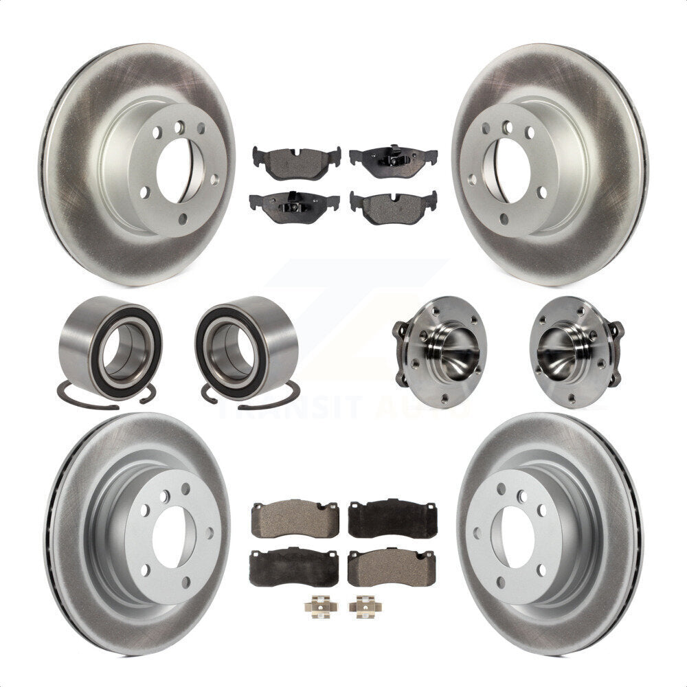 Front Rear Wheel Hub Bearings Assembly Coated Disc Brake Rotors And Ceramic Pads Shoes Kit (10Pc) For 2012 BMW 328i Coupe with 3.0L With 340mm Diameter Rotor KBB-112995 by Transit Auto