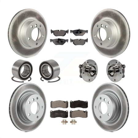 Front Rear Wheel Hub Bearings Assembly Coated Disc Brake Rotors And Ceramic Pads Shoes Kit (10Pc) For 2012 BMW 328i Coupe with 3.0L With 340mm Diameter Rotor KBB-112995 by Transit Auto