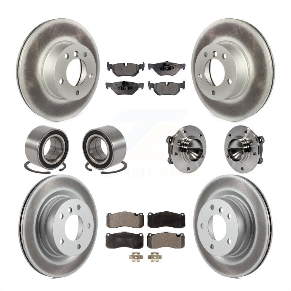 Front Rear Wheel Hub Bearings Assembly Coated Disc Brake Rotors And Ceramic Pads Shoes Kit (10Pc) For 2012 BMW 328i Coupe with 3.0L With 340mm Diameter Rotor KBB-112995 by Transit Auto