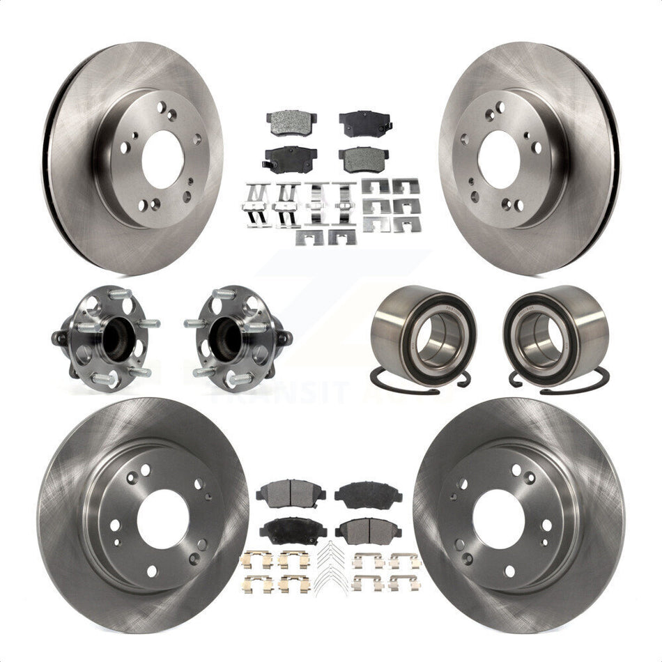 Front Rear Wheel Hub Bearings Assembly Disc Brake Rotors And Semi-Metallic Pads Kit (10Pc) For 2013-2014 Acura ILX 1.5L KBB-113128 by Transit Auto