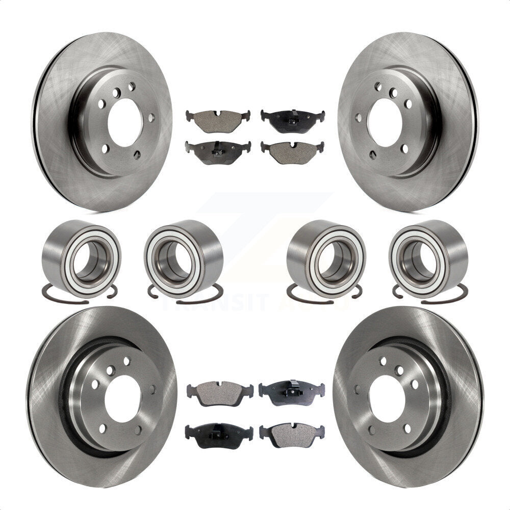 Front Rear Wheel Bearings Disc Brake Rotors And Semi-Metallic Pads Kit (10Pc) For 2001-2005 BMW 325i KBB-113137 by Transit Auto