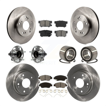Front Rear Wheel Hub Bearings Assembly Disc Brake Rotors And Semi-Metallic Pads Kit (10Pc) For 2013-2014 Acura ILX 1.5L KBB-113144 by Transit Auto
