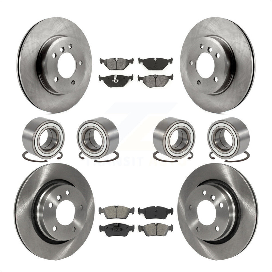 Front Rear Wheel Bearings Disc Brake Rotors And Semi-Metallic Pads Kit (10Pc) For 2001-2005 BMW 325i KBB-113150 by Transit Auto
