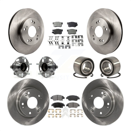 Front Rear Wheel Hub Bearings Assembly Disc Brake Rotors And Ceramic Pads Kit (10Pc) For 2013-2014 Acura ILX 1.5L KBB-113160 by Transit Auto