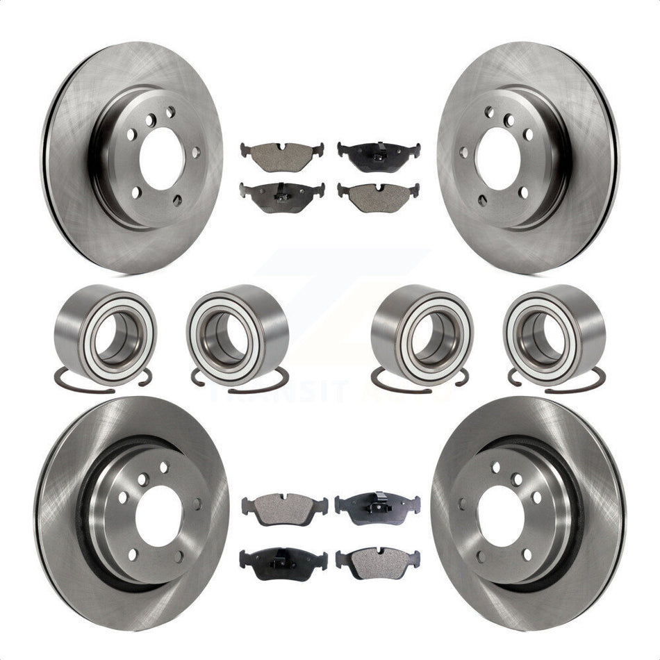 Front Rear Wheel Bearings Disc Brake Rotors And Ceramic Pads Kit (10Pc) For 2001-2005 BMW 325i KBB-113169 by Transit Auto