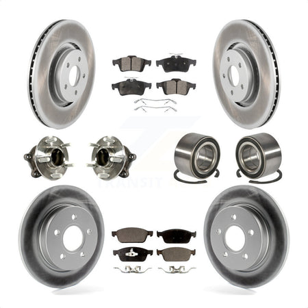 Front Rear Wheel Hub Bearings Assembly Coated Disc Brake Rotors And Semi-Metallic Pads Kit (10Pc) For Ford Focus With Parking Assist KBB-113208 by Transit Auto