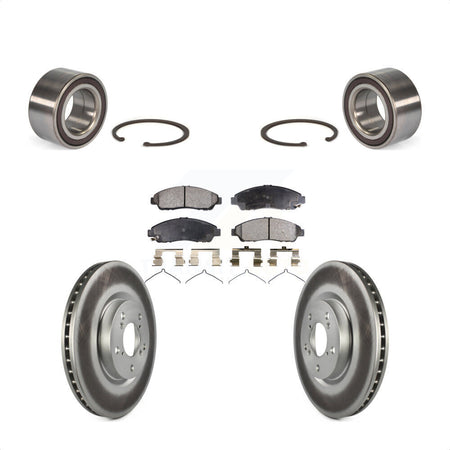 Front Wheel Bearing With Coated Disc Brake Rotors And Semi-Metallic Pads Kit For 2014-2015 Acura RLX Sport Hybrid SH-AWD KBB-113224 by Transit Auto
